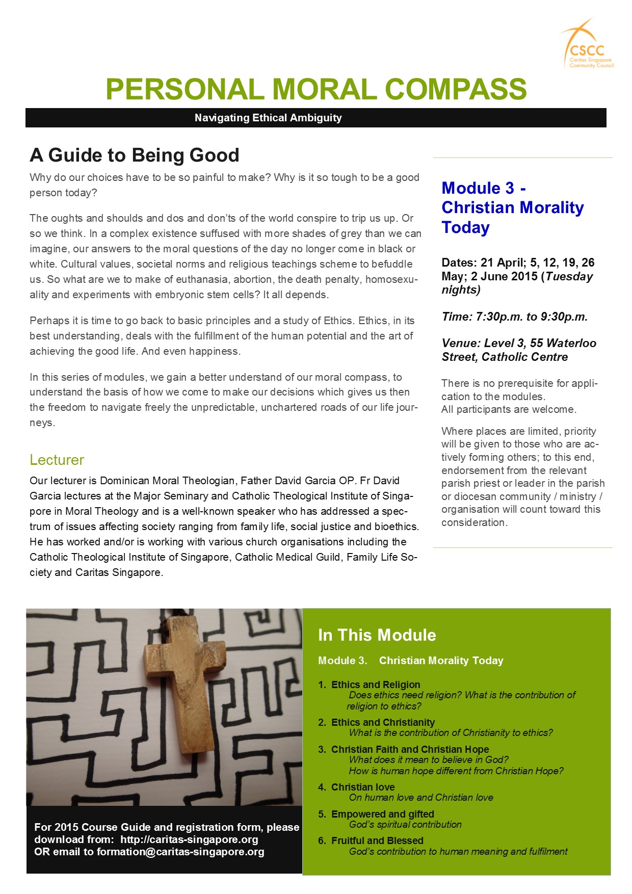 Personal Moral Compass 2015 - Module 3: Christian Morality Today (Start date) 5 Personal Moral Compass 2015 promo flyer M3