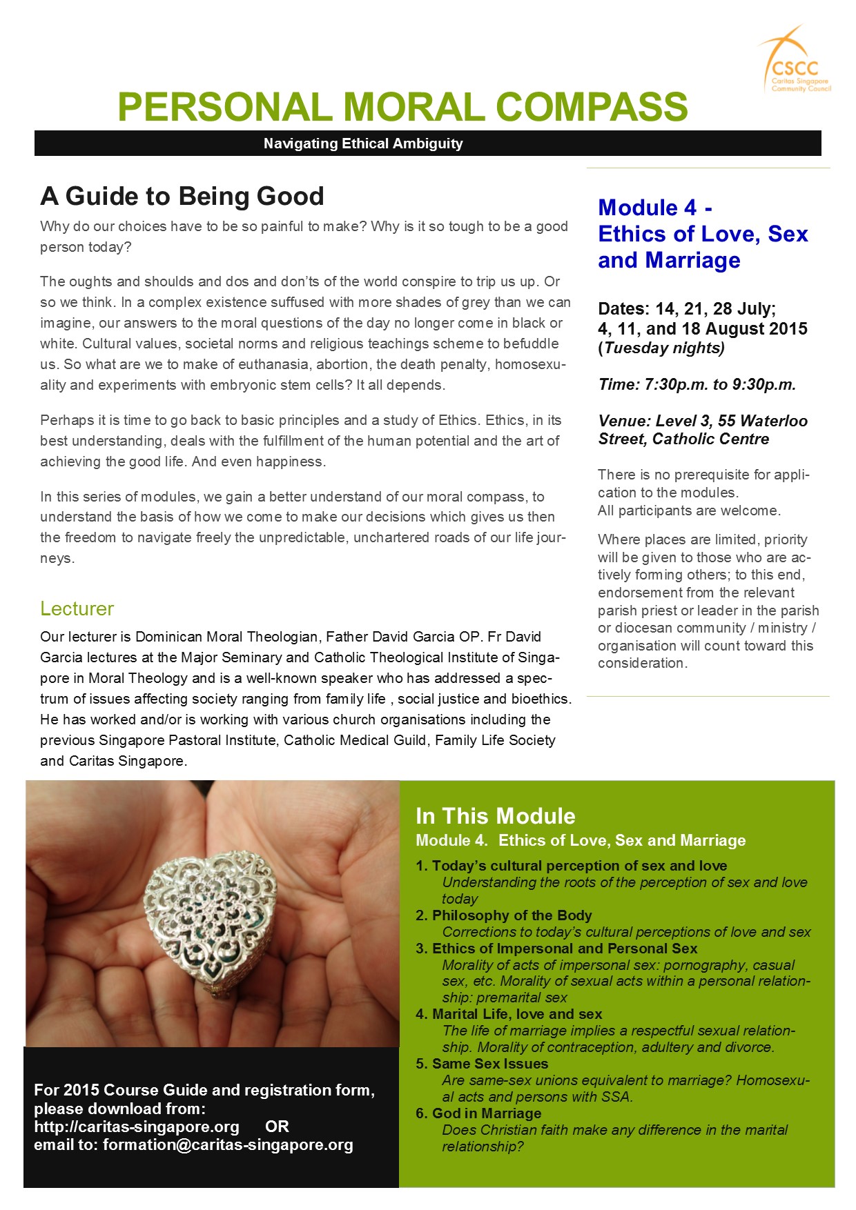 Personal Moral Compass 2015 - Module 4: Ethics of Love, Sex and Marriage (Start date) 5 Personal Moral Compass 2015 promo flyer M4