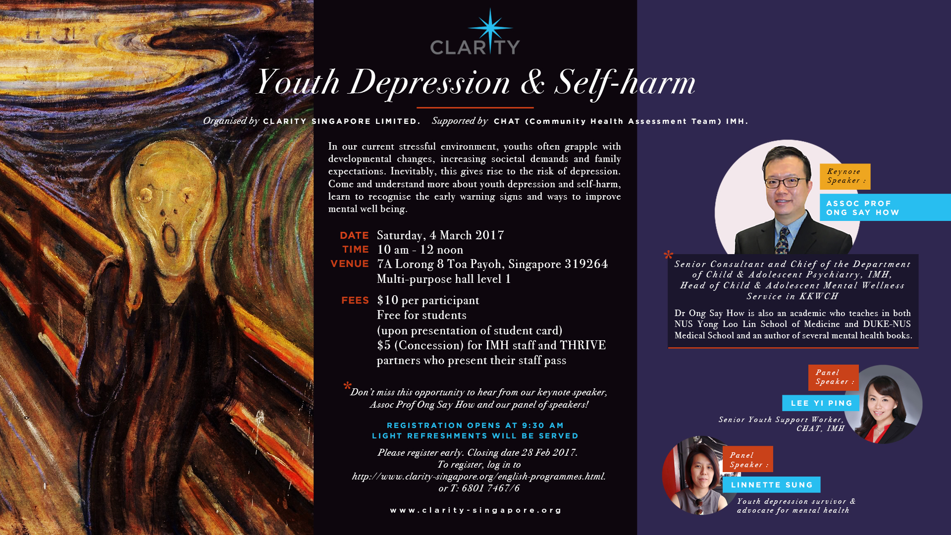 Clarity’s Public Talk on Youth Depression & Self-Harm 5 Self harm Poster for TV screen